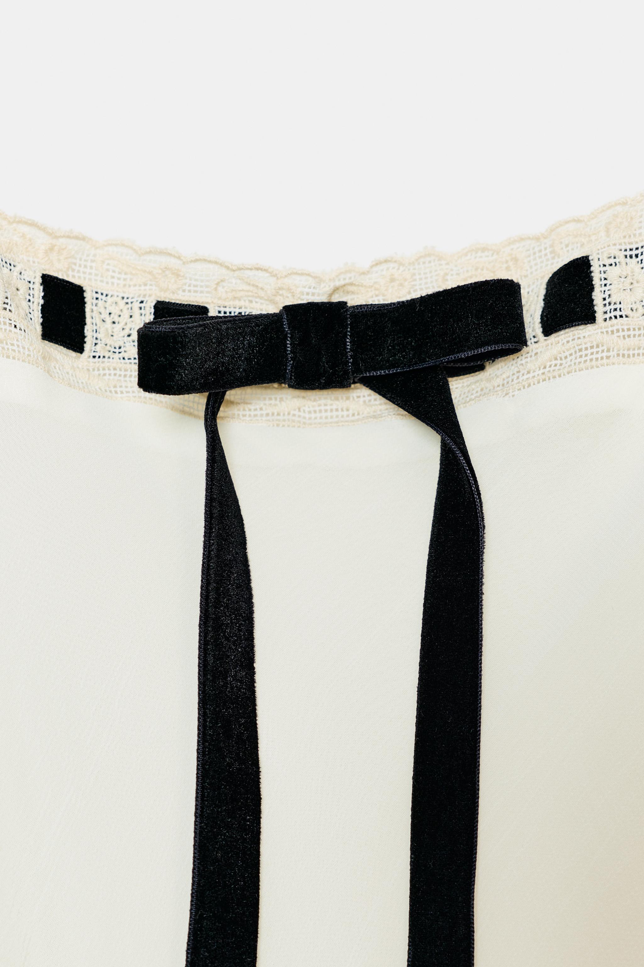 GEORGETTE LACE BOW SHIRT